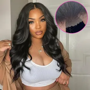Bling Hair 6x4 5x5 Easy Wear Glueless Body Wave Human Hair Wigs Transparent HD Lace Closure Wig Pre-Bleached Pre Cut Long Wavy Human Hair Wigs for Black Women Natural Color