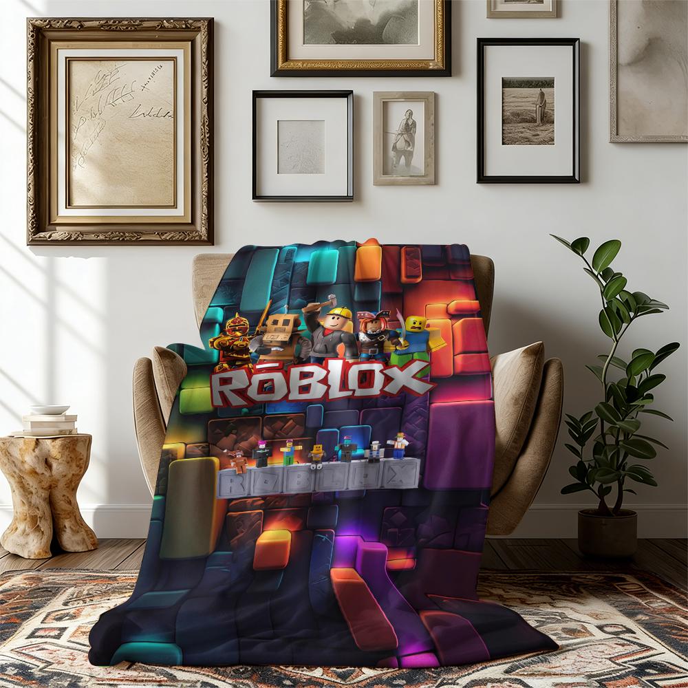 Roblox Soft Funny Throw Blanket Cozy Lightweight Plush Portable Cover Ideal for Offices Sofas Travel Settings Perfect Gift for Fans Friends Children