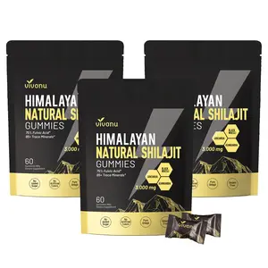 VivoNu  Himalayan Shilajit Gummies | With Ashwagandha, Gokshura & other herbs | No added sugar | 60 Gummies SummerVibes