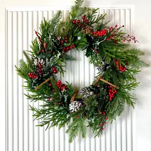 Christmas Wreath Farmhouse Evergreen Berry Cinnamon Christmas Decorations Christmas Decor Christmas Wreath for Front door ready to ship Gift