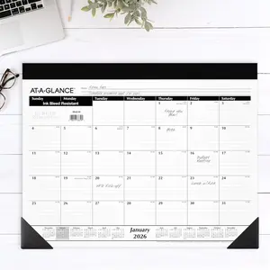 AT-A-GLANCE 2026 Desk Calendar Desk Pad Monthly 21-3/4" x 17" Large Ruled Blocks 3 Pack AZSK240026 Ink Bleed Resistant