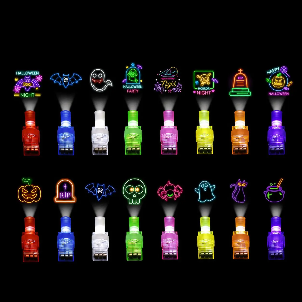 3D Light LED Decorations,36Pcs Halloween LED Finger Lights with 16 Projection Patterns - Glow in the Dark Party Favors for Kids, Bulk Trick or Treat Goody Bag Fillers, Classroom Rewards Prizes Magical Set
