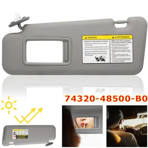 Driver Left Side Sun Visor Replacement Compatible with Toyota Highlander 2008 2009 2010 2011 2012 2013 Replaces# 74320-48500-B0 Color Gray