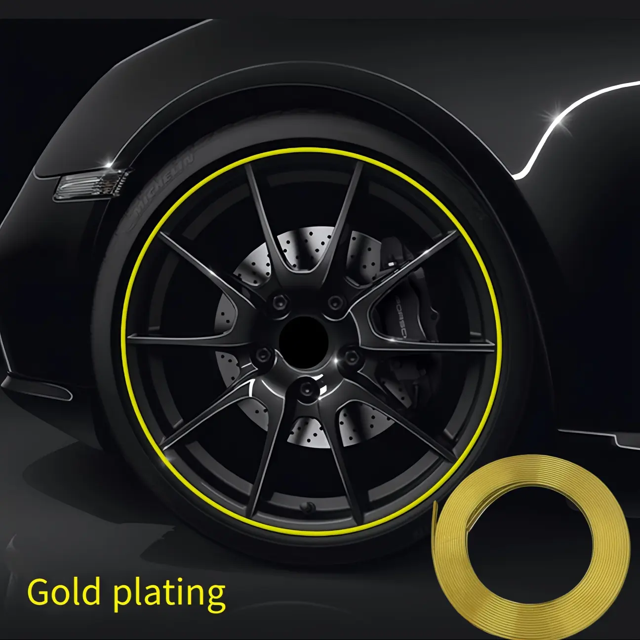 Car wheel hub stickers - anti-scratch decorative noodle strips, PVC tire protectors, enhance the vehicle's appearance, Car Accessories