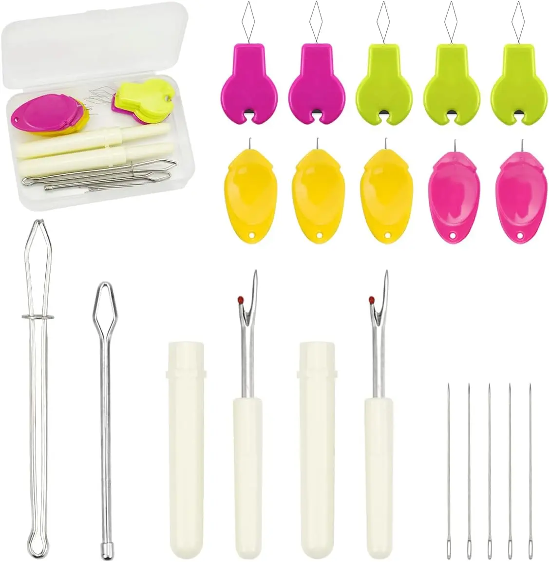 Threader for Hand Sewing & Sewing Machine - 10 Simple  Threaders for Embroidery Floss + 2 Seam Rippers + 2 Drawstring Threaders + 5