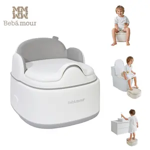 BEBAMOUR Potty Training Toilet 3 in 1 Multi-Functional Potty Seat Detachable Baby Potty Step Stool Anti-Slip Stable Potty Training Toilet with 100 Pack Trash Bags for Baby Toddler Kids