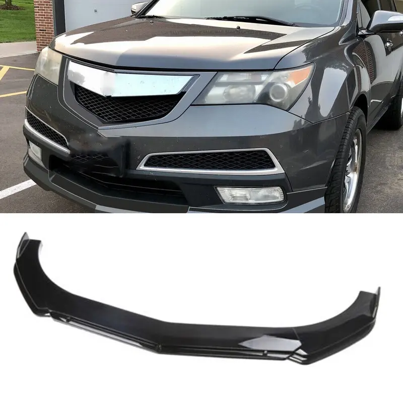 4Pcs Black Front Bumper Lip Spoiler Chin Splitter Chin Diffuser Body Kit, ABS Plastic Car Auto Parts for Acura MDX SUV (Universal Fit Compatibility)