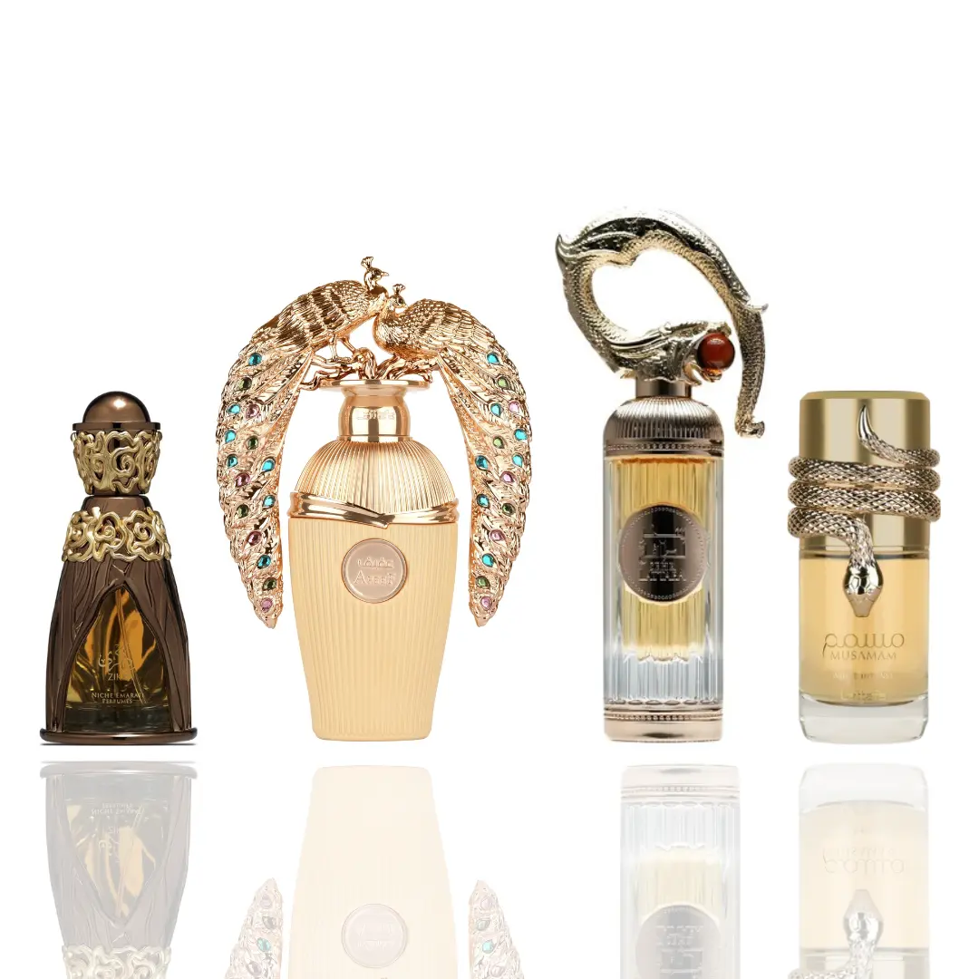 Lattafa Unisex 4-Piece Gourmand Perfume Bundle - ZIKRA, AFEEF, MUSAMAM, SEHR with Layered Scents and Luxury Blends, Four Pieces