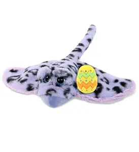DOLLIBU 15-in Super Soft Polyester Purple Stingray Stuffed Toy - Yellow Easter Egg Accent, Easter Look, Spring Theme, Personalized Gift Option
