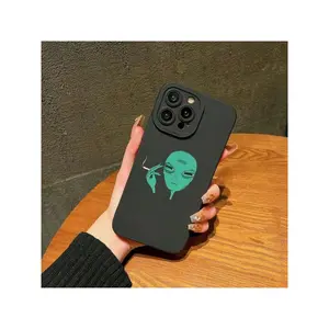 1pc New Green Alien Pattern TPU Anti-Fall Phone Case Compatible With IPhone, Compatible With IPhone 15, 14 Pro Max