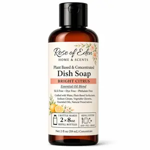 Dish Soap Concentrate, Plant-Based & Unscented, Refill System, Non-Toxic Kitchen Cleaner