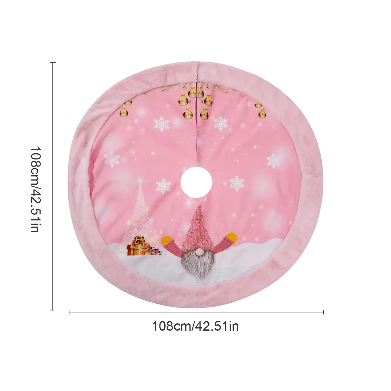 108Cm Pink Christmas Luminous Tree Skirt Christmas Tree Floor Cover Tree Sweater Tree Foot Carpet Tree Skirt Tree Decorations noroomaknet