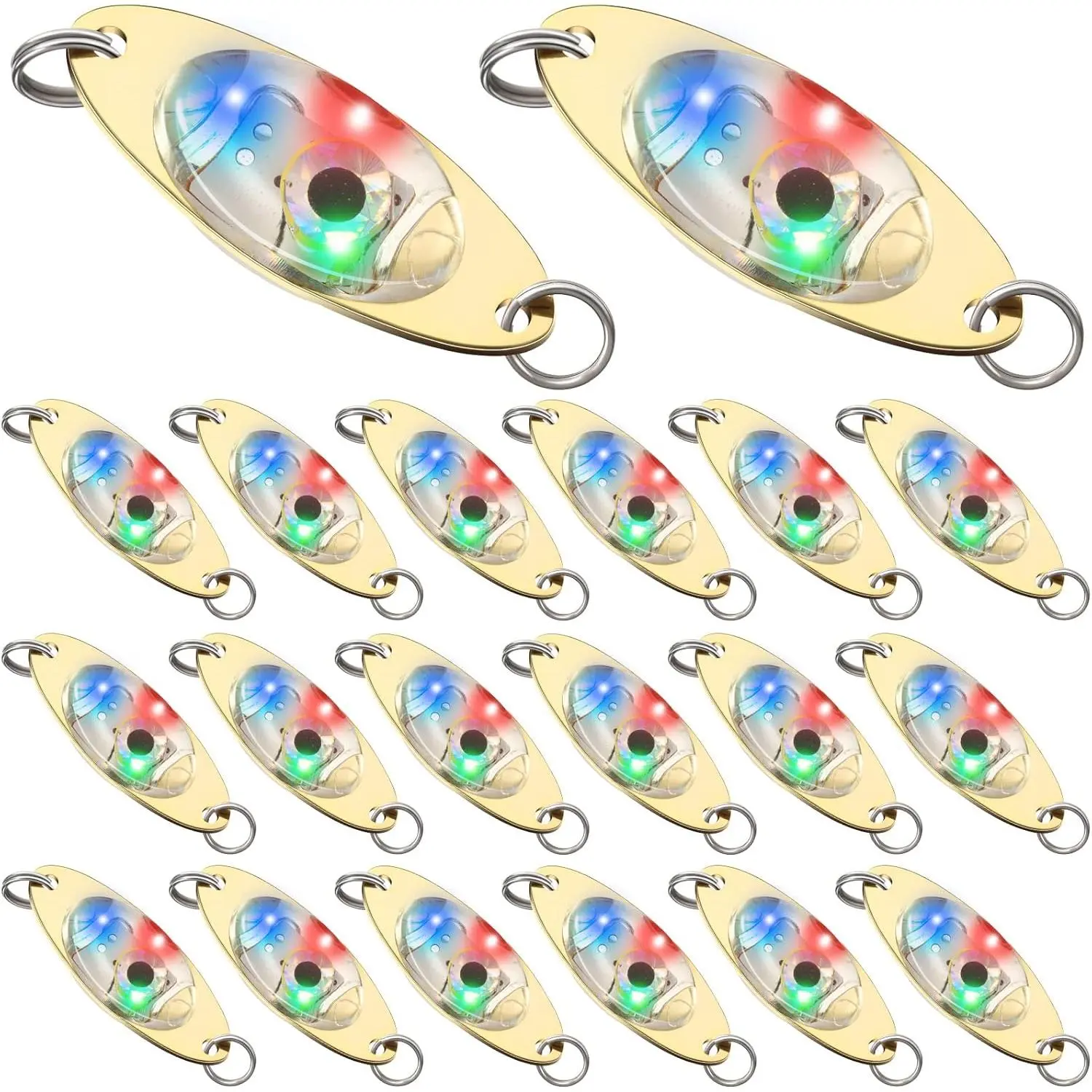 LED Lighted Spoon Fishing Lures - Deep Drop Lures with Underwater Flasher, LED Light Included for Bass, Saltwater Trolling Use