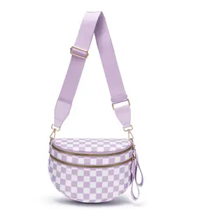 Trendy Polka Dot & Checkerboard Crossbody Bag for Women - Lightweight Fashionable Bags with Smooth Zipper & Roomy Design for Daily Outings Travel