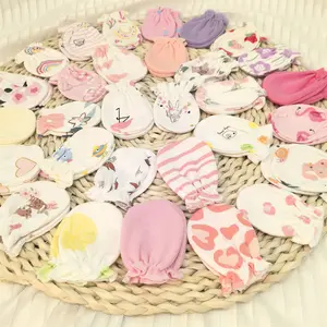 Baby Anti-Scratch Gloves, Breathable Newborn Hand & Foot Protection, Style Infant Mitts, Random Colors, 1 Pack of 6 Pairs