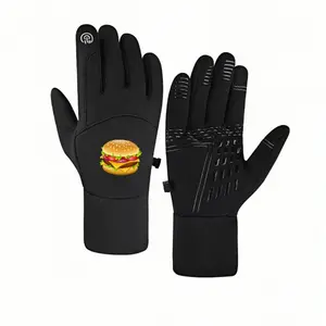 1 pair with Hamburgerand Great Trawinter gloves Winter Thermal Gloves Touch Screen Grippy Palm Winter Activities full finger gloves for men women Warmest birthday gifts
