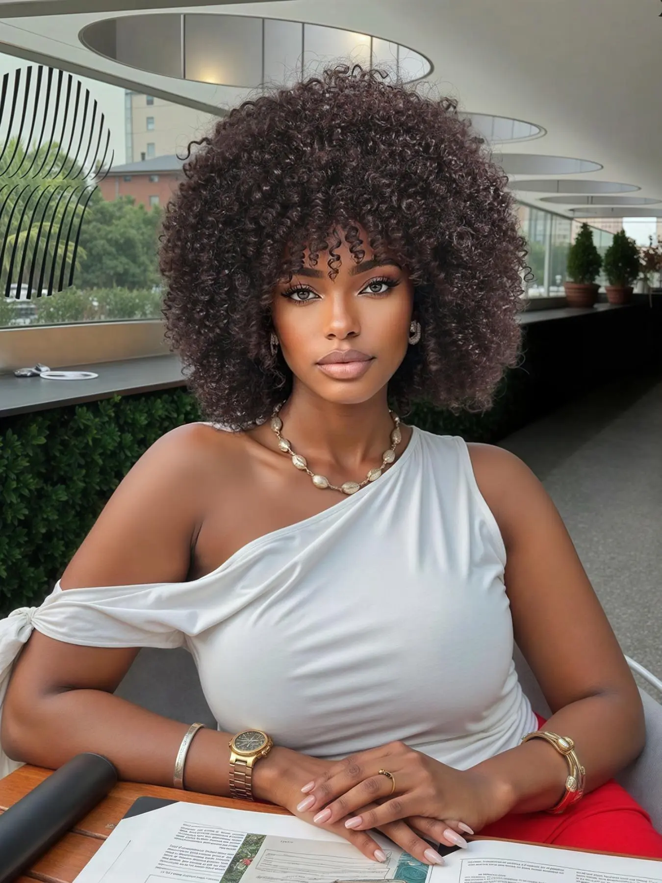 12 Inch Short Bob Wavy Wigs for Women, Gorgeous Fluffy Wigs without Bangs, Synthetic Full Machine Wigs for Party, Daily Use, Natural Looking Wigs, Fluffy Effortless Wig