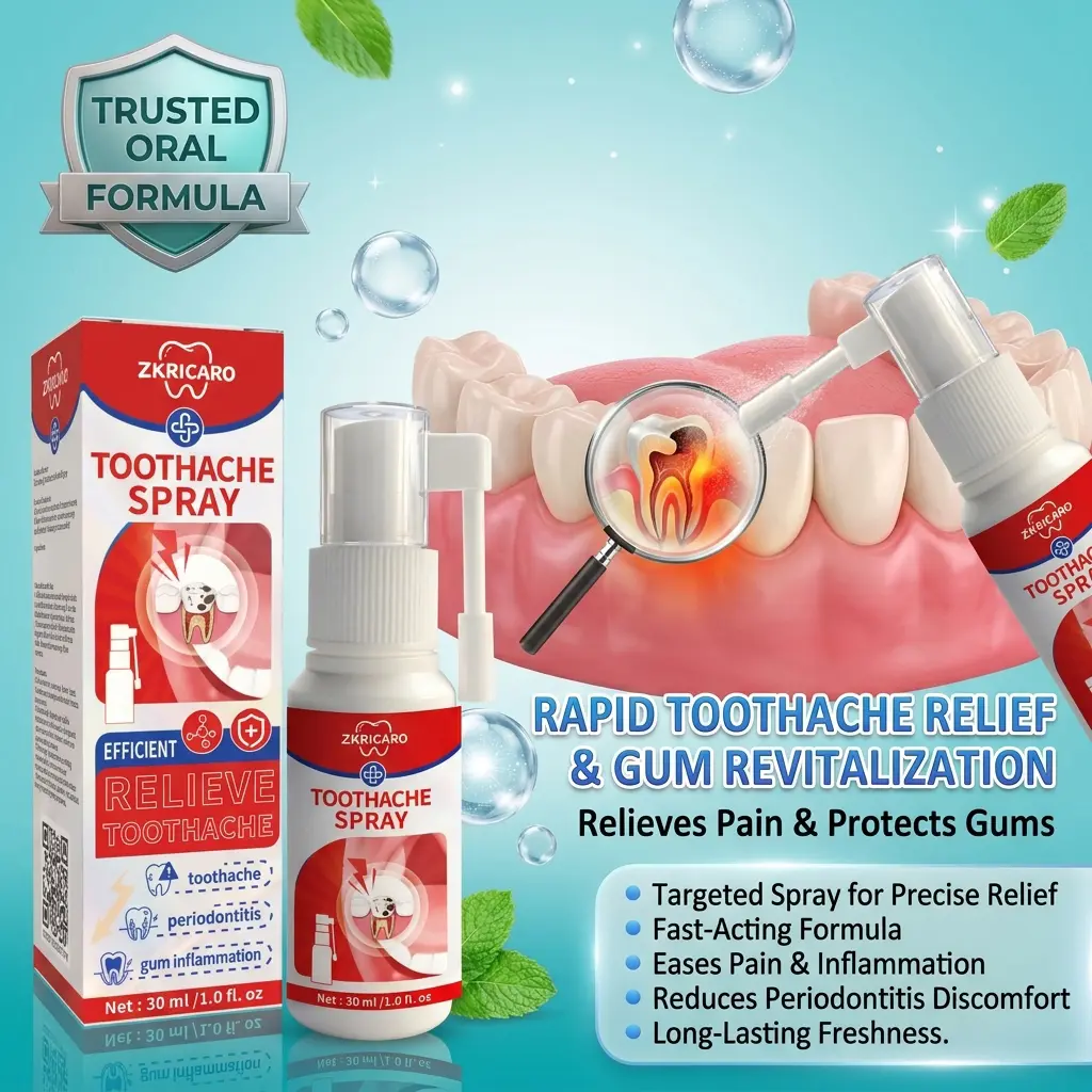 ZKRICARO Oral Spray - Instantly relieves toothache, reduces gum inflammation and swelling, provides convenient fresh breath, and is suitable for periodontitis.