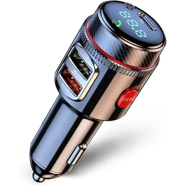LIHAN Bluetooth 5.4 Car FM Transmitter,Wireless Radio Adapter with 48W(PD 30W USB-C & QC3.0) Fast Charging,Hands-Free Calls,HiFi Deep Bass,Siri/Google Assistant,Music Player for Cars/Trucks/Vans