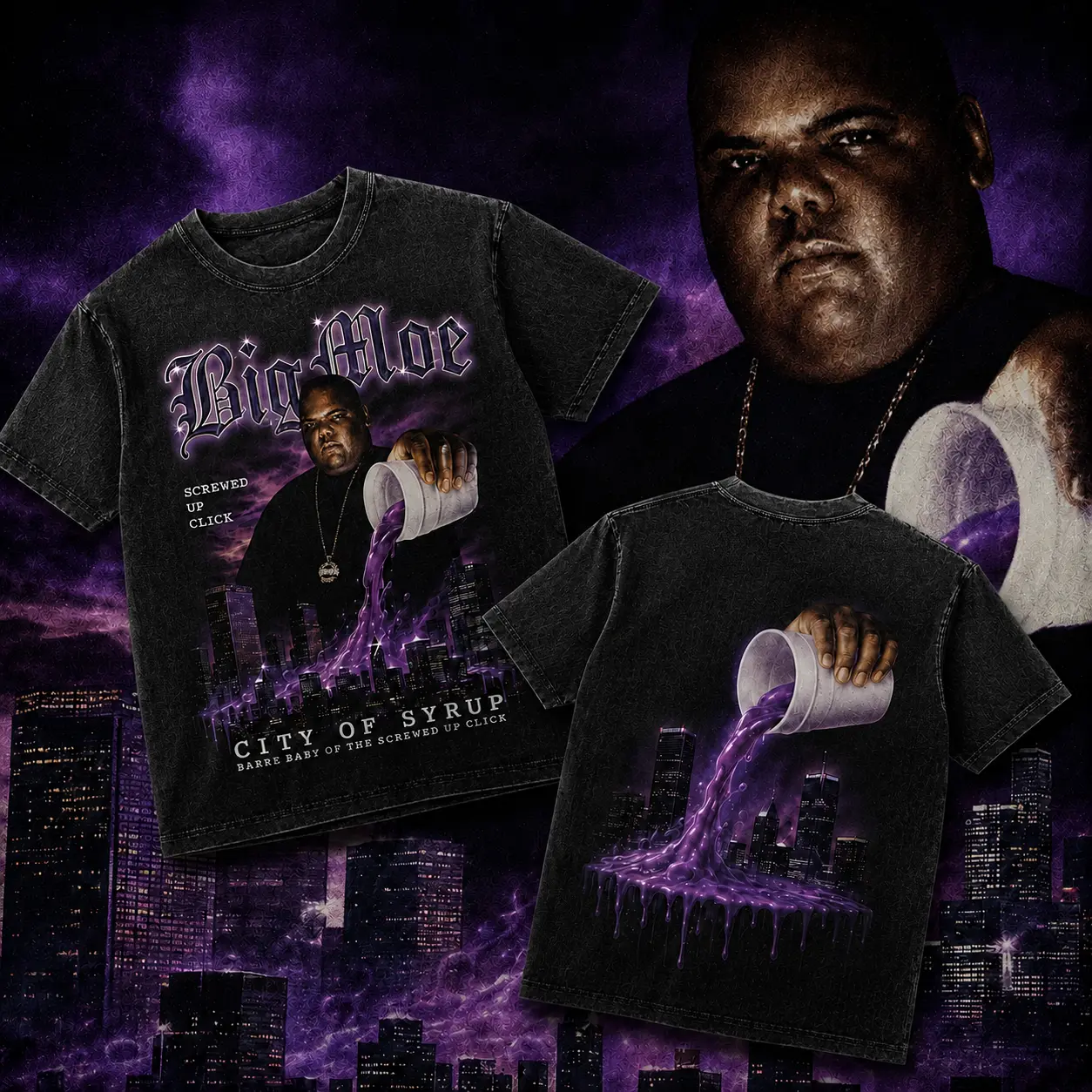 [Texans Revenge] Big Moe Screwed Up Click 713 Texas Washed T-Shirt For Men, Graphic Vintage Acid Wash Heavy Cotton Tee, Streetwear Oversized Cowboys Texas Mexican Fans, Made In US