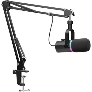 PM1 XLR USB Dynamic Microphone with Boom Arm Stand Gifts for Podcast Recording PC  Gaming Live Streaming Vocal Voice-Over, Studio Metal Mic, RGB Light, Mute Button, Headphones Jack