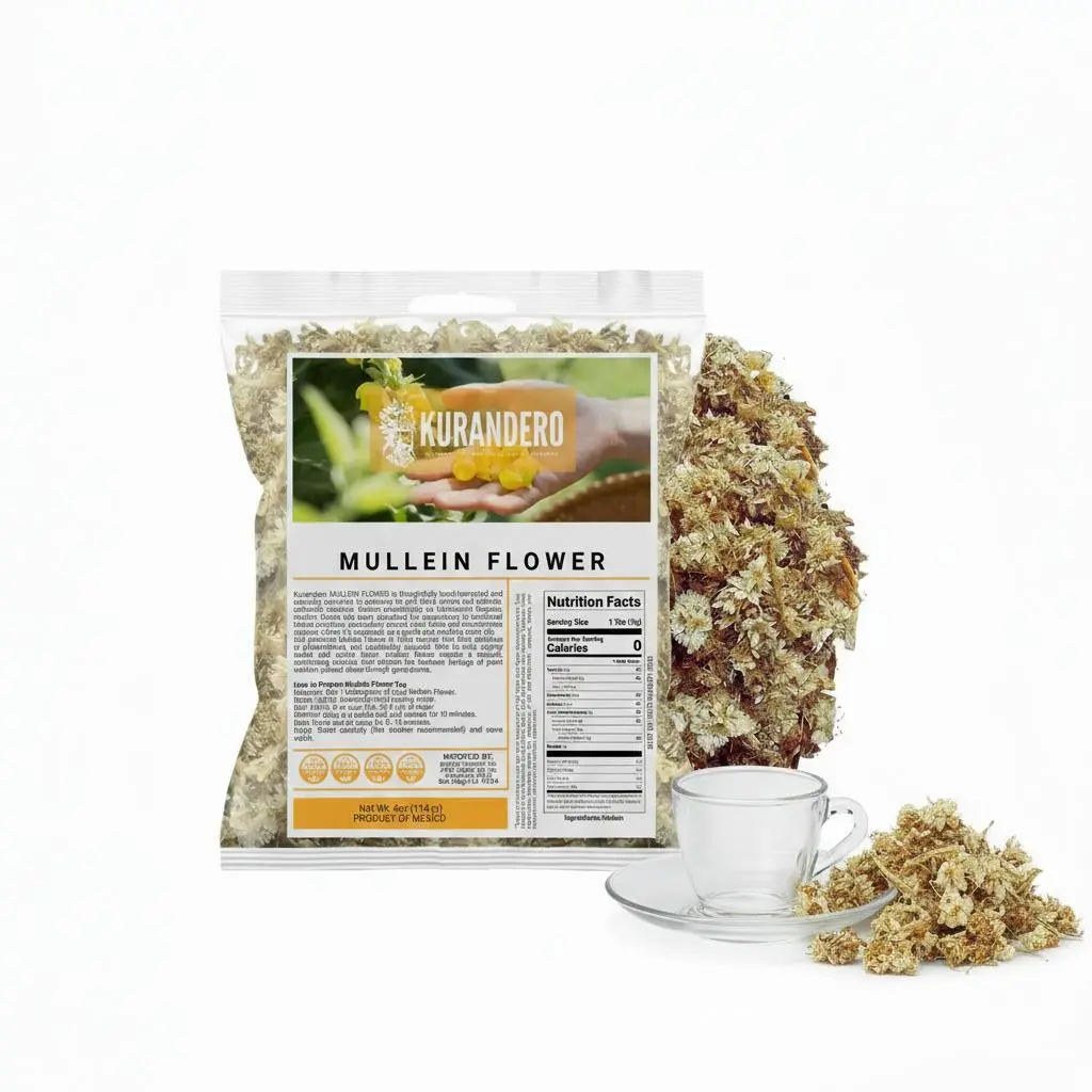 Kurandero Mullein Flower 4 oz - Dried Botanical for Herbal Teas & Blends - Naturally Mild Earthy-Floral Character - Convenient 4 oz Bag for Freshness