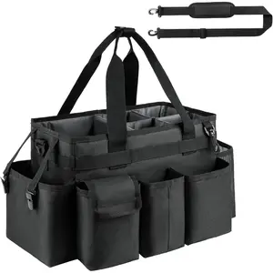 Cleaning Caddy Cleaning Bag for Housekeepers, Cleaning Supplies Organizer with Handle, Black