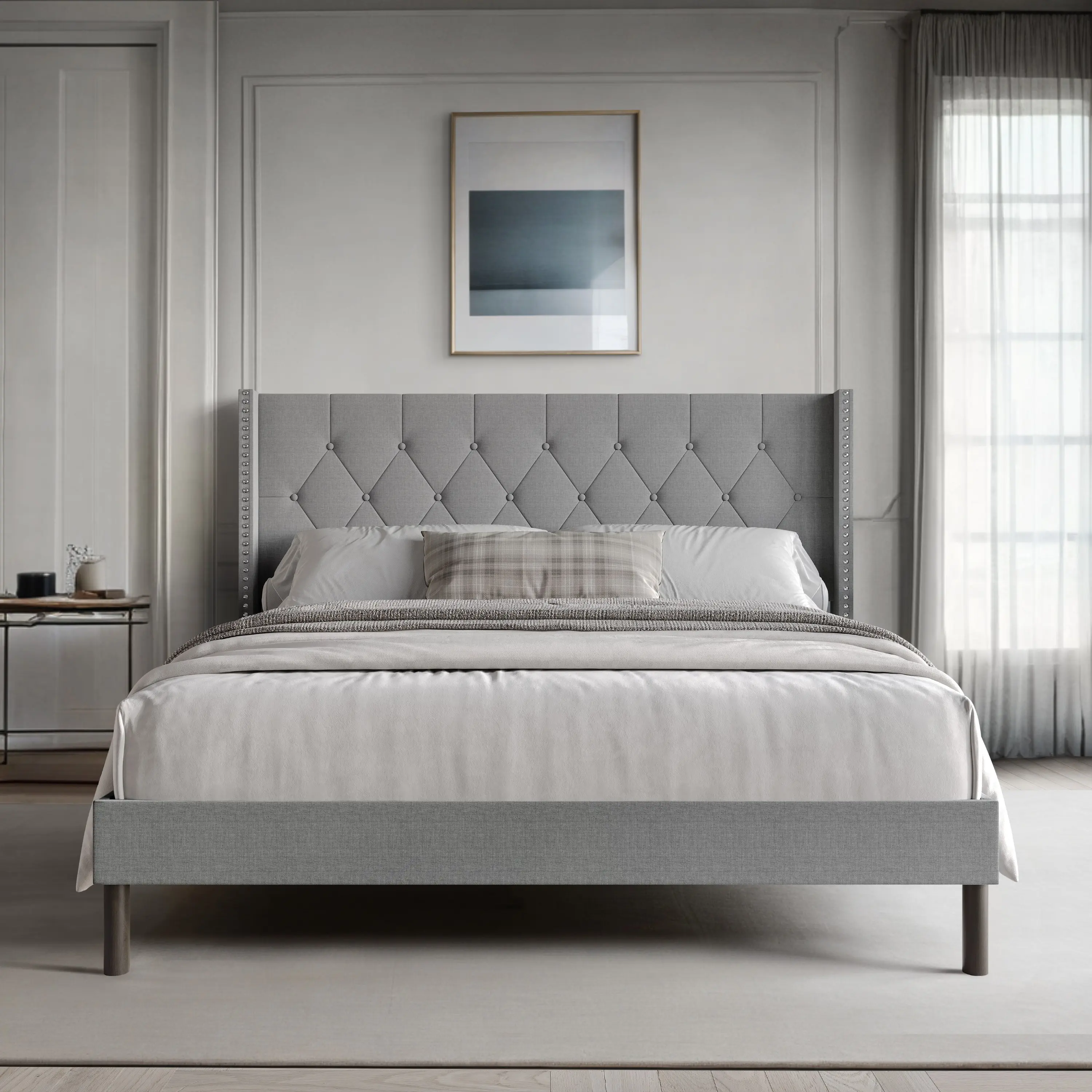 Favorer Cicero Tufted Upholstered Wingback Panel Bed, Box Spring Require, Comfortable and Stylish Design Favorer Cicero Tufted Upholstered Wingback Panel Bed, Box Spring Require, Comfortable and Stylish Design