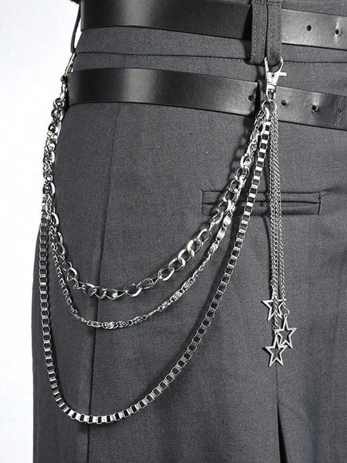 Punk Style Star Design Chain Belt, Multifunctional Pants Chain for Men & Women, Adjustable Waist Belt for Birthday Gift