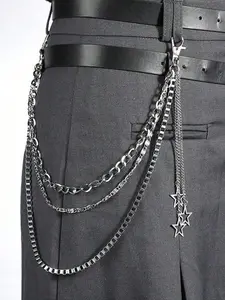 Punk Style Star Design Chain Belt, Fashionable Multi-functional Pants Chain for Men & Women, Trendy All-match & Exquisite Belt for Birthday Gift, Adjustable Belts, Adjustable Waist Belt