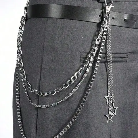 Punk Style Star Design Chain Belt, Punk Fashion Belt, Multifunctional Pants Chain for Men & Women, Adjustable Waist Belt for Birthday Gift, Star Decorated Belt
