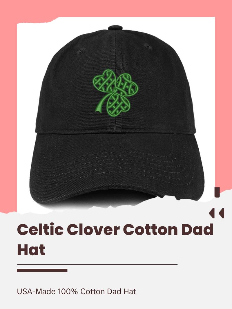 Trendy Apparel Shop Celtic Clover Embroidered 100% Cotton Adjustable Cap Dad Hat Trendy Apparel Shop Celtic Clover Embroidered 100% Cotton Adjustable Cap Dad Hat