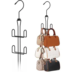Purse Hanger 2 Pack,Purse Organizer for Closet,Rotatable Metal Bag Organizer,Purse Holder for Handbags,Belts,Scarves,Tote,Baseball Hats,Backpacks(Black)