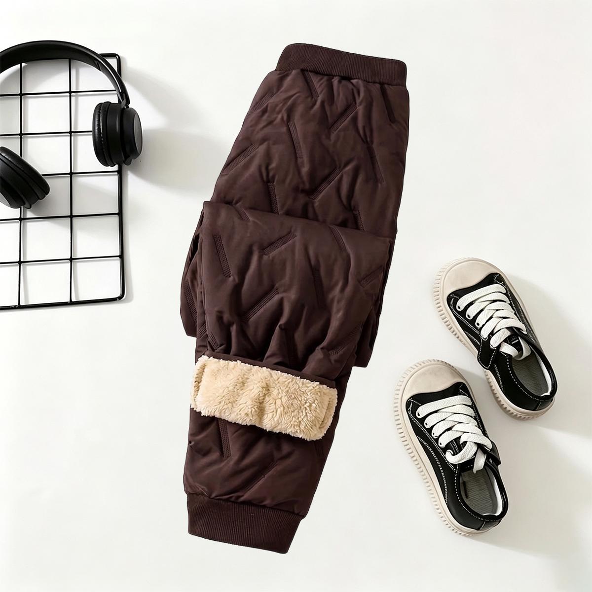 Men's Quilted Joggers Pants - Cuffed Ankles, Fleece Lining, 100% Polyester Shell & Fill - Warm, Flexible - For Cold Commutes, Lounging, Men's Joggers Pants