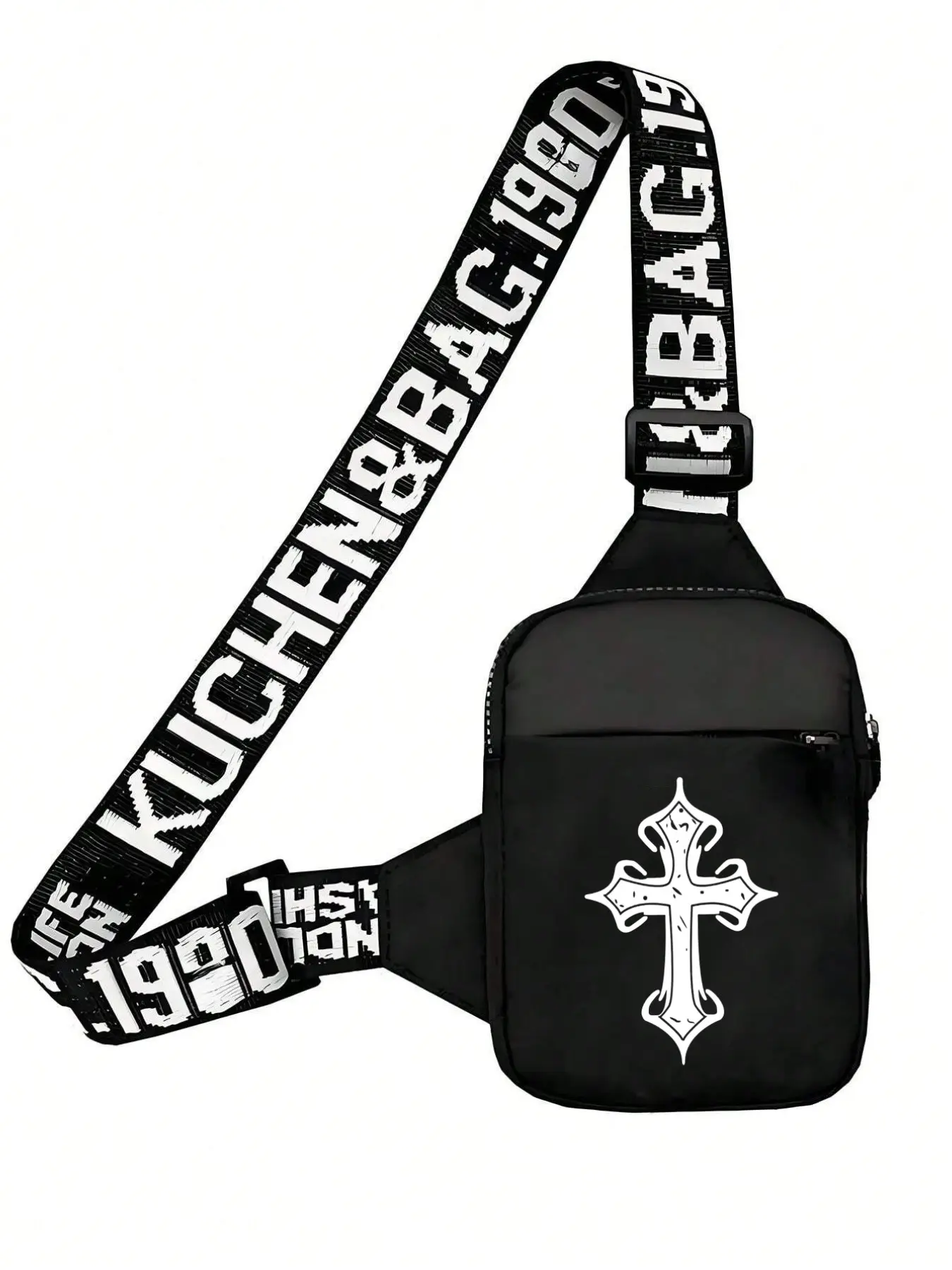 Men's Waist Bag, Night Waist Bag, Crossbody Bag, Zipper Fanny Pack, Waist Packs, Solid Color, Versatile, Gothic Cross, Graffiti, Hip-Hop, Sports, Street, Casual, Bags For Travel, Vacation, Travel Essentials, Christian Bag