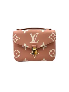 Pre-owned Louis Vuitton leather Messenger Bags Pink/White Monogram Giant Pochette Metis IRIS170