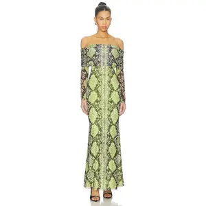AFRM Thelma Dress in Lime Snake
