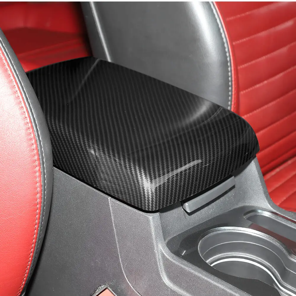 ABS Plastic Carbon Fiber Central Armrest Cover Trim for 2009-2014 Dodge Challenger, Car Interior Kit Accessories for Car, UV Resistant Auto Part with Perfect Fit, Easy DIY Installation