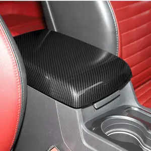For 2009-2014 Dodge Challenger Central Armrest Box ABS Panel Cover Trim Carbon Fiber car auto accessory