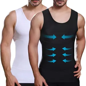 Men's Compression Shirt, Double Tummy Control Body Shaper Vest, High Stretch Seamless Workout Tank Tops Abs Abdomen Undershirts