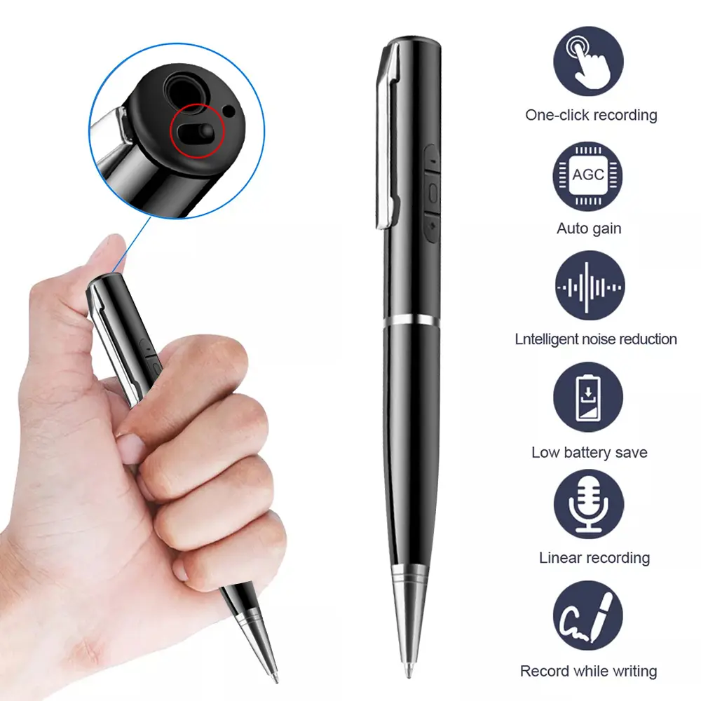 16GB Professional Digital Smart Voice Recorder, USB Rechargeable Dictaphone with 192Kpbs WAV Recording, Noise Reduction, Audio Card Memory, Portable Micro Voice Changer, MP3 Player - Travel Gadgets for Lawyers, Business Use with Micro USB Cable