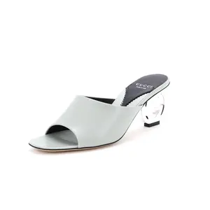 Pre-owned Gucci Women's Interlocking G Heels Slide Sandals Leather by Rebag