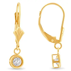1/2Ct Diamond Lab Grown Dangle Lever Back Hoop Earrings 14k Yellow Gold