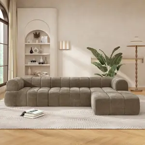122" Modern L-Shaped Sectional Sofa with Chaise Lounge, High-Density Fully Compressed Sponge Cushions, 2-Piece Fully Assembled Set, Right Hand Facing for Living Room & Lounge
