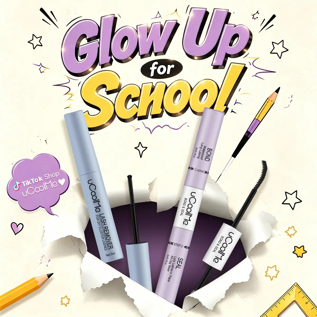 2-in-1 Lash Bond and Seal with Remover Kit, Waterproof Adhesive for a Strong, Long-Lasting Hold on Lash Cluster Extensions,sunscreen,back to school