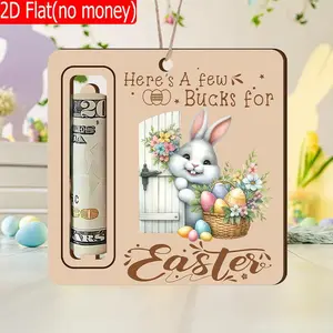 Easter Themed Wooden Money Holder Ornament, 1 Count Easter Basket Pattern Money Holder, Hanging Ornament for Home Party Decoration, Home Decor Ornaments