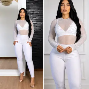 Women's Chic Fitted White Colombian Overalls - Lady's Feminine Matching Set, Premium Sculpting Stretchy Comfortable Fabric, Equipped with a Belt