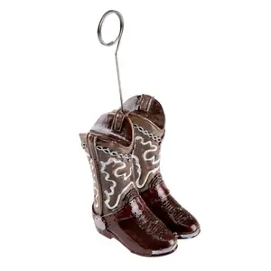 Beistle Boot Shape Dual-Use Polystone Cowboy Boots Photo & Balloon Holder, Festive Party Accessory, Party Decor for Home Supplies (1 Count)