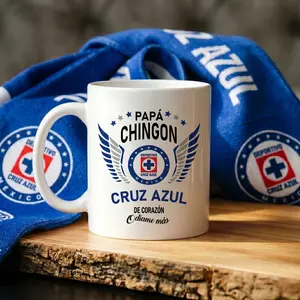Cruz Azul Papá Chingón Mug 11oz 15oz – Soccer Fan Coffee Mug, Mexican Football Dad Gift, Cruz Azul de Corazón Ceramic Cup for Fathers & Futbol Lovers