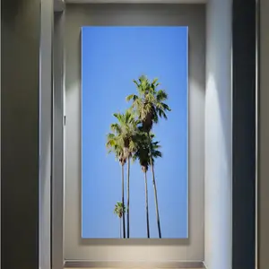 Tall Palm Trees Canvas Print Tropical Wall Art with Blue Sky Summer Home Decor for chill room accessories cool room decor boy room decor Living Room Accent Wall Bedroom Decoration and Home Office Refresh Coastal Housewarming Gifts